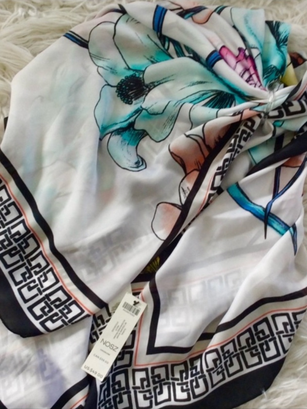 NWT Chico’s Square Floral Silky Scarf